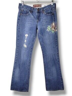 HINT Low Rise Jeans Embroidered Dragonfly Size 3